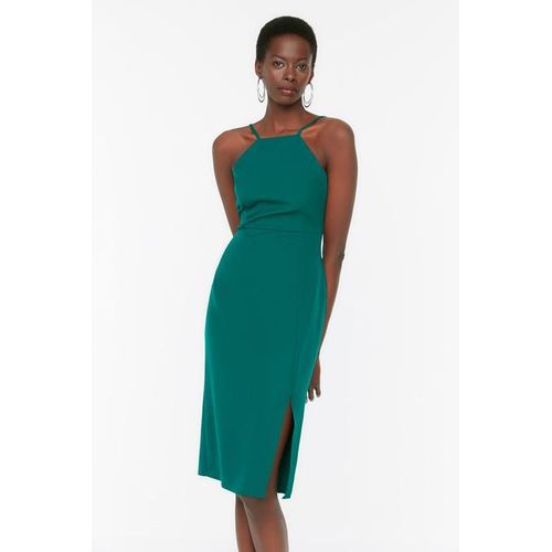 Trendyol Emerald Green Bodycon Slit Halter Neck Midi Pencil Skirt Woven Dress Item | Buy Trendyol Emerald Green Bodycon Slit Halter Neck Midi Pencil Skirt Woven Dress | SPOP Enterprise Global